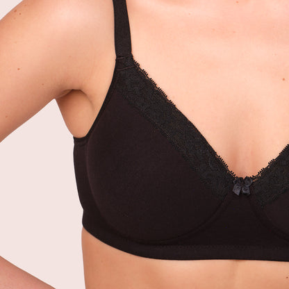 Munns & Mars Womens Cotton Lightly Padded Lace T-Shirt Bra