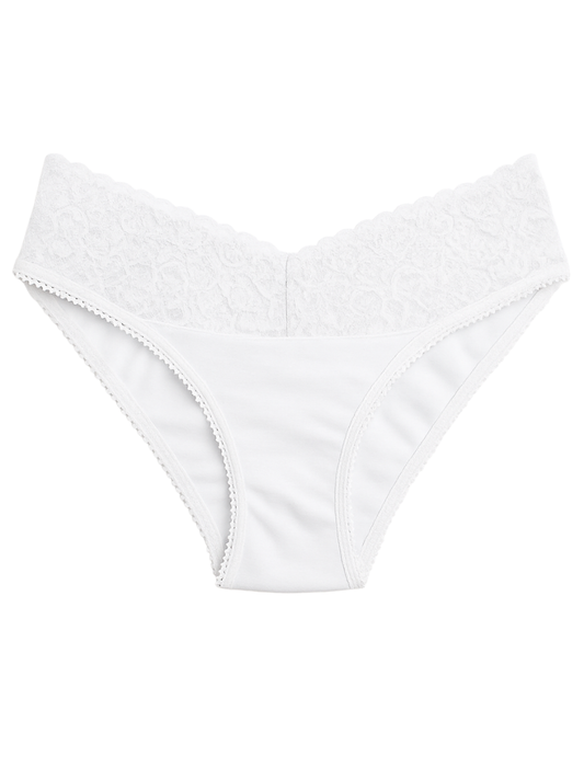 Mid Waist Bikini Panty - White