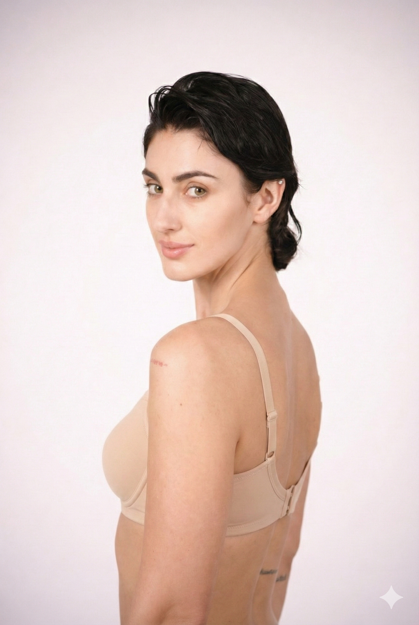 Munns & Mars Pack of 2 Cotton Lightly Padded T-Shirt Bra Beige and Black