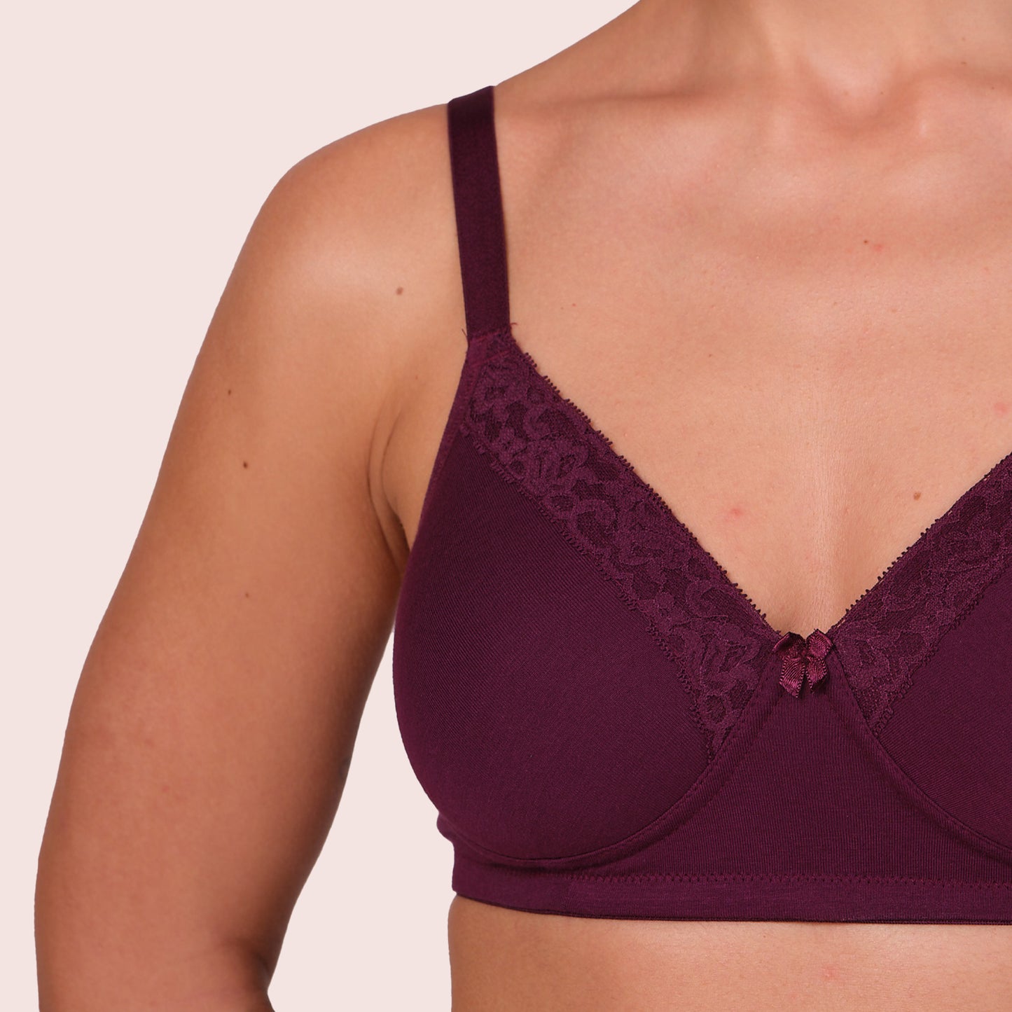 Munns & Mars Womens Cotton Lightly Padded Lace T-Shirt Bra