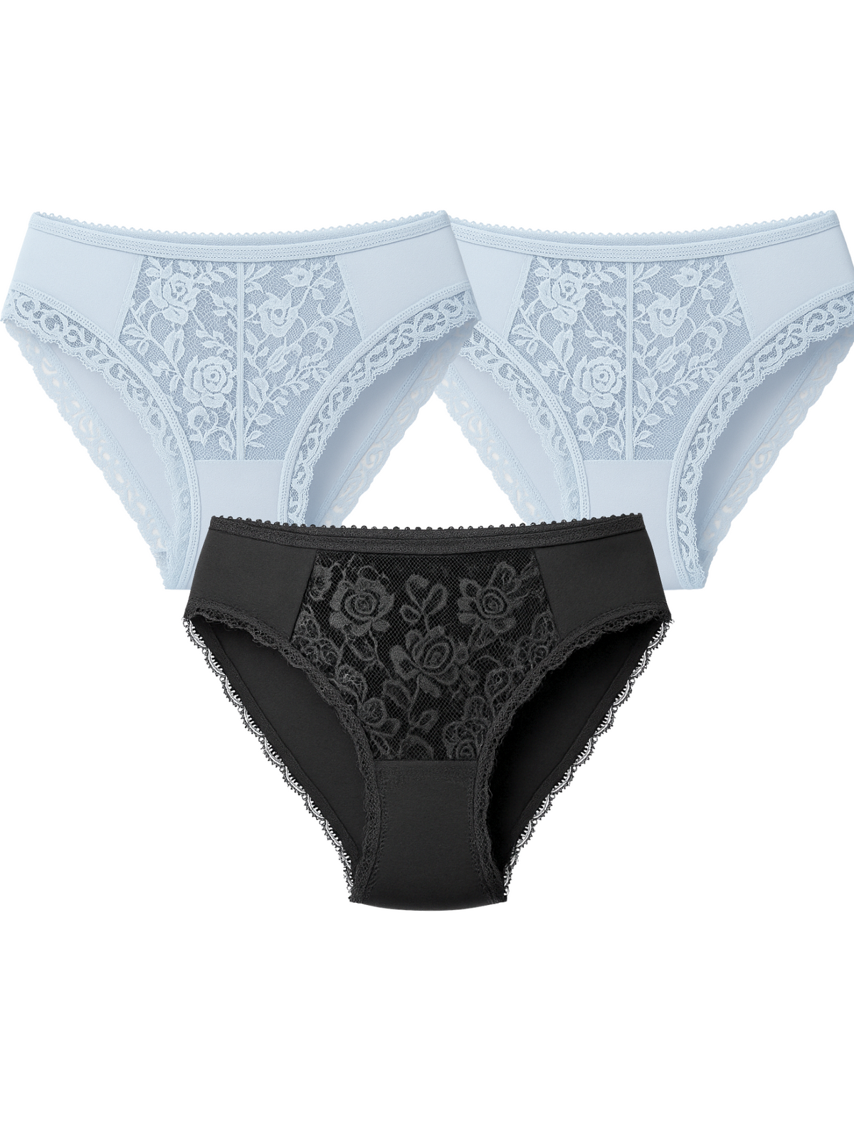 Low Waist Bikini Bundle Of 3 - ( 1 Black, 2 Sky Blue )