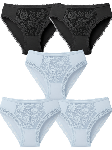Low Waist Bikini Bundle Of 5 - ( 2 Black, 3 Sky Blue )