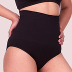 Black tummy tucker panty shapewear, on model — Munns & Mars
