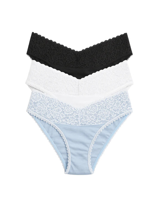 Mid Waist Bikini Panty with Lace  (Pack of 3)