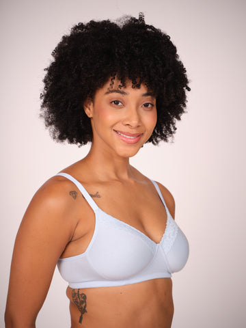 Munns & Mars Pack of 2 Cotton Lightly Padded T-Shirt Bra Sky Blue and Black