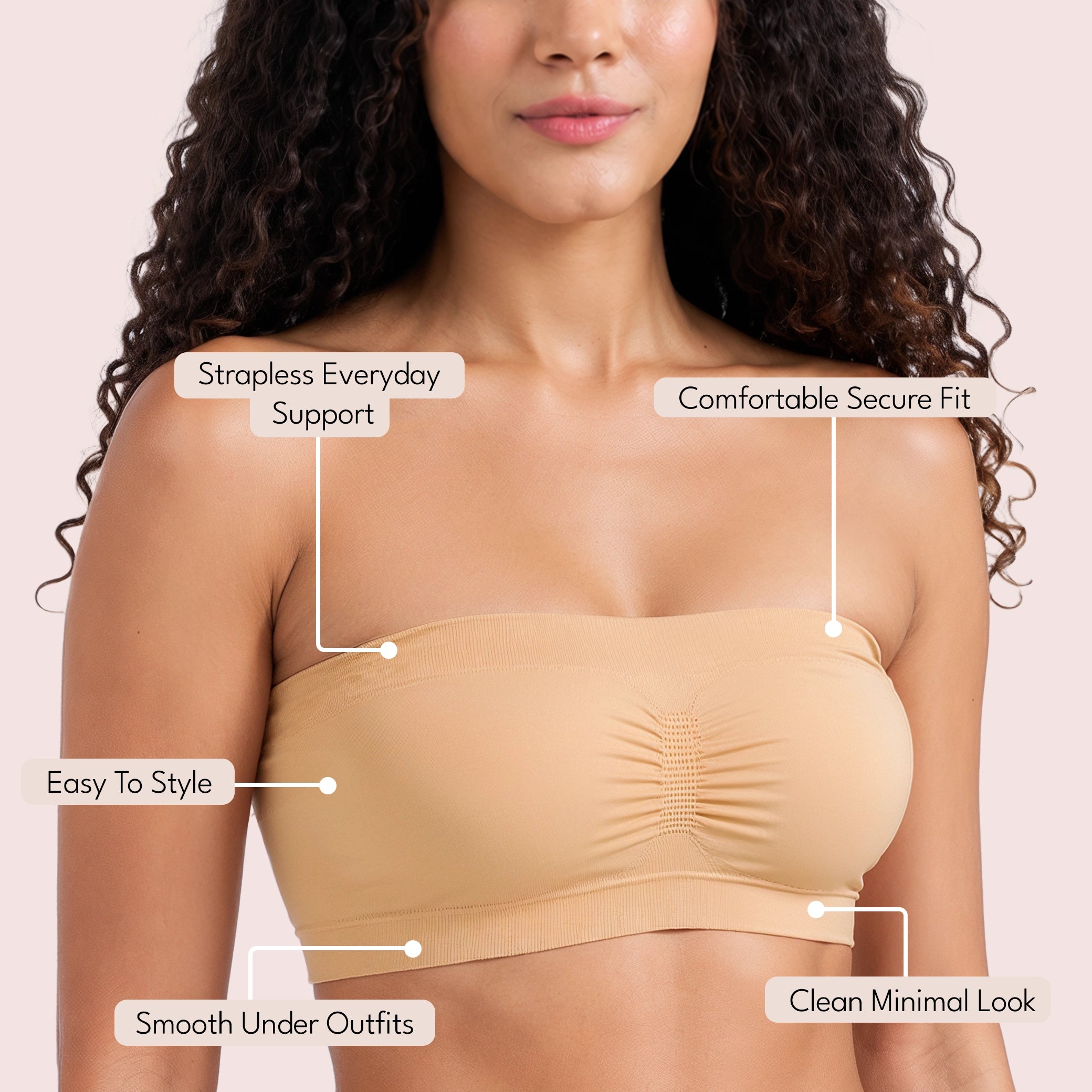 Munns & Mars Womens Seamless Non-Padded Tube Bra - Pack of 2
