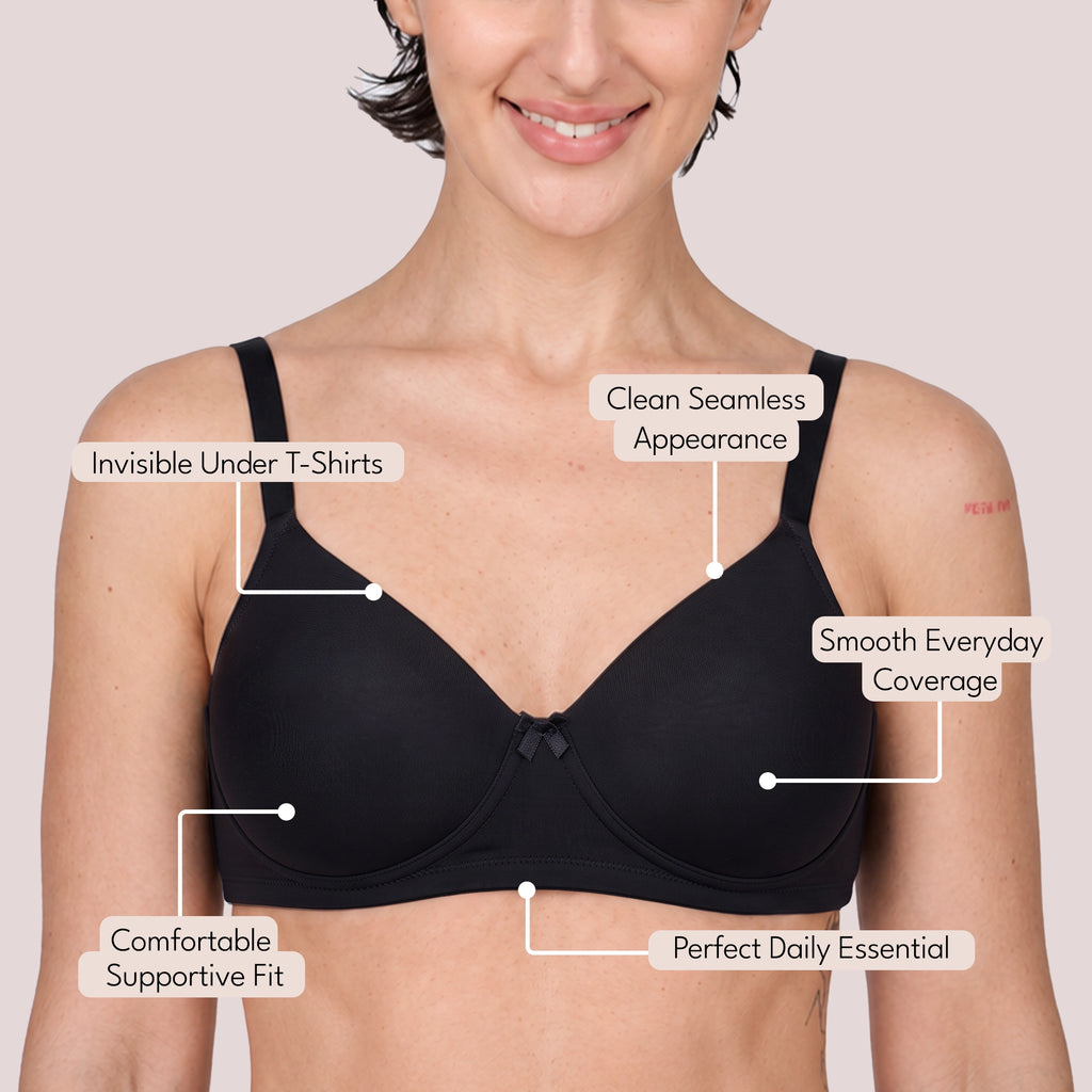 Munns & Mars Womens Cotton Lightly Padded Plain T-Shirt Bra