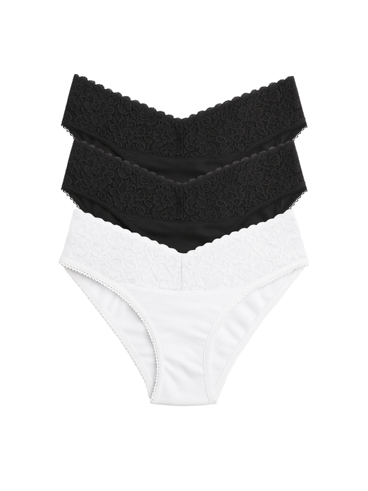 Mid Waist Bikini Bundle Of 3 - (2 Black,  White)