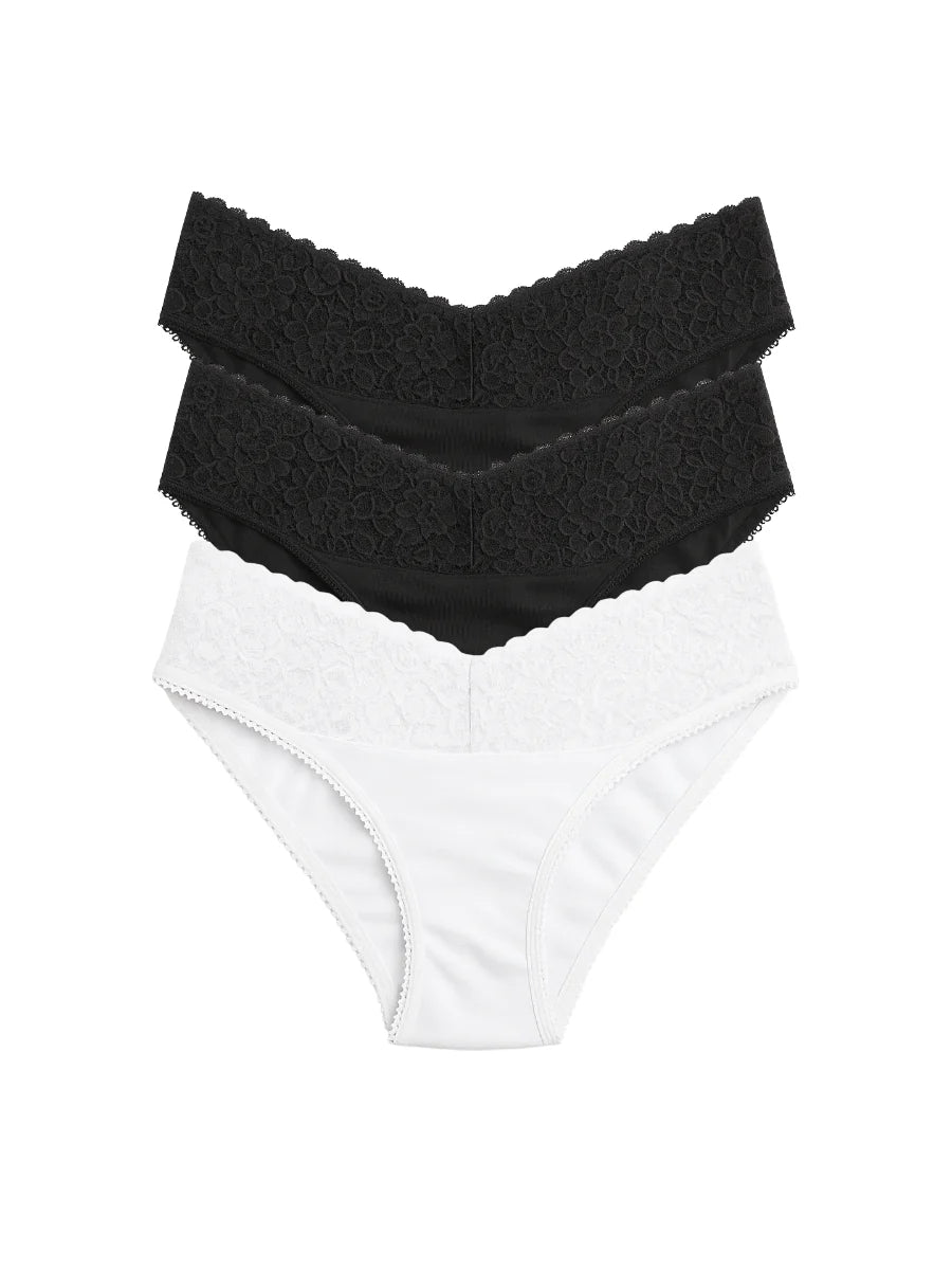 Mid Waist Bikini Panty with Lace  (Pack of 3)