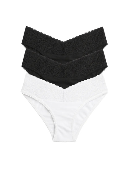 Mid Waist Bikini Panty with Lace  (Pack of 3)