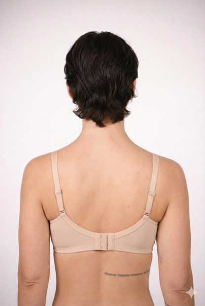 Munns & Mars Pack of 2 Cotton Lightly Padded T-Shirt Bra Beige and Black