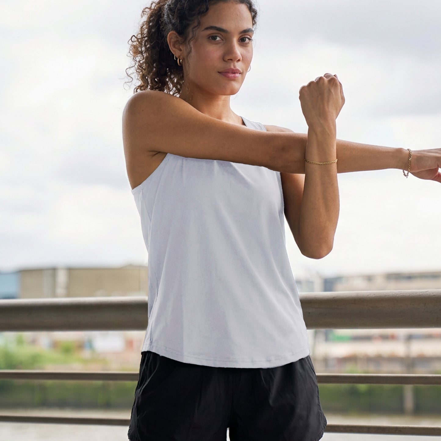 Munns & Mars Womens Activewear Boxpleated Tank Top for Women