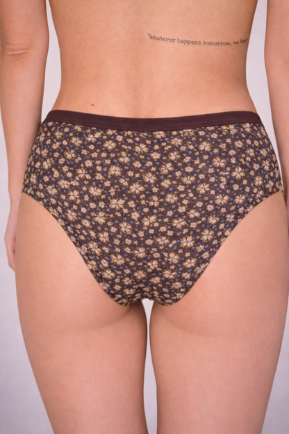 Mid Waist Hipster Panty With Outer Elastic Bundle Of 3 (Printed: Pink|Brown|Peach)