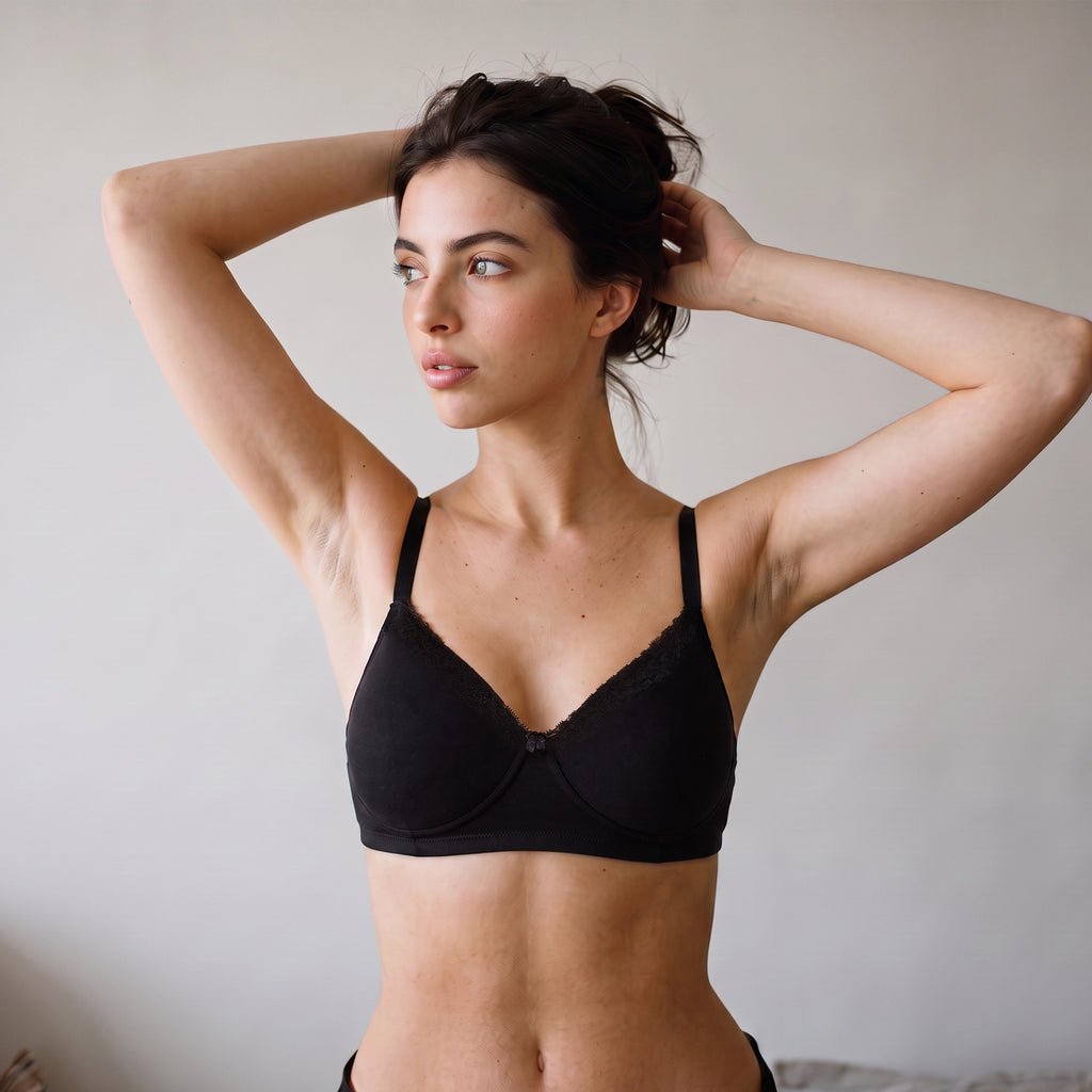 Munns & Mars Womens Cotton Lightly Padded Lace T-Shirt Bra