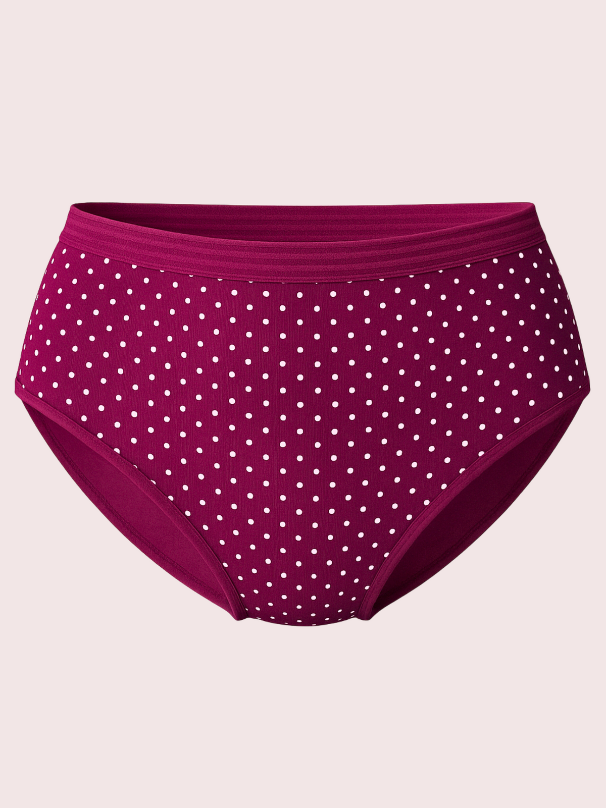 Mid Waist Hipster Panty Polka Dots Print With Outer Elastic- Dark Purple