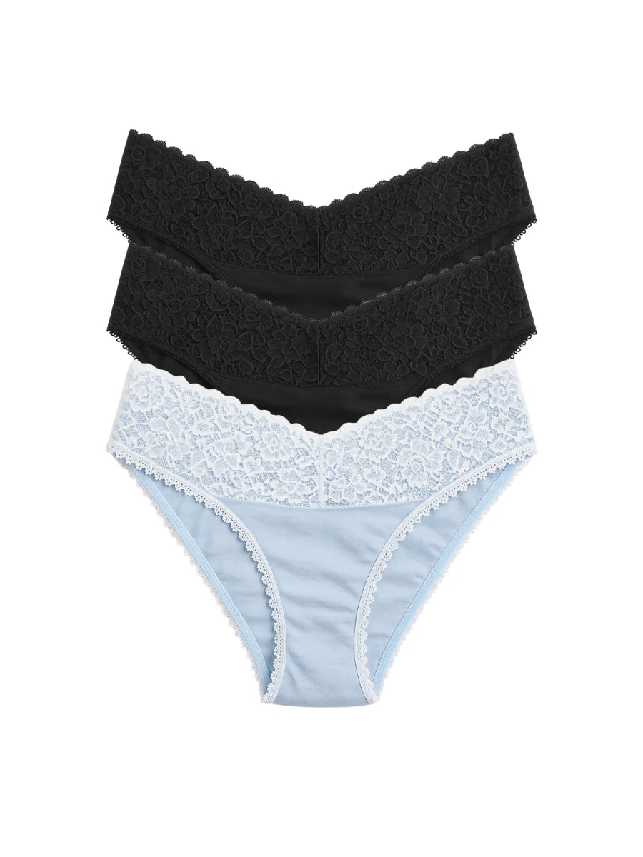 Mid Waist Bikini Panty with Lace  (Pack of 3)