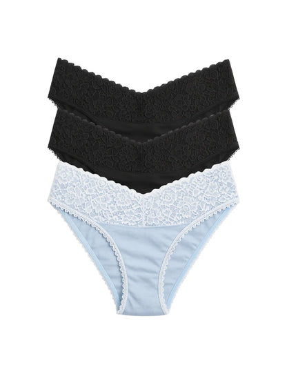 Mid Waist Bikini Panty with Lace  (Pack of 3)