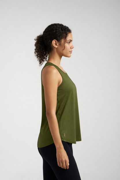 Munns & Mars Box-Pleat Tank Top - Olive
