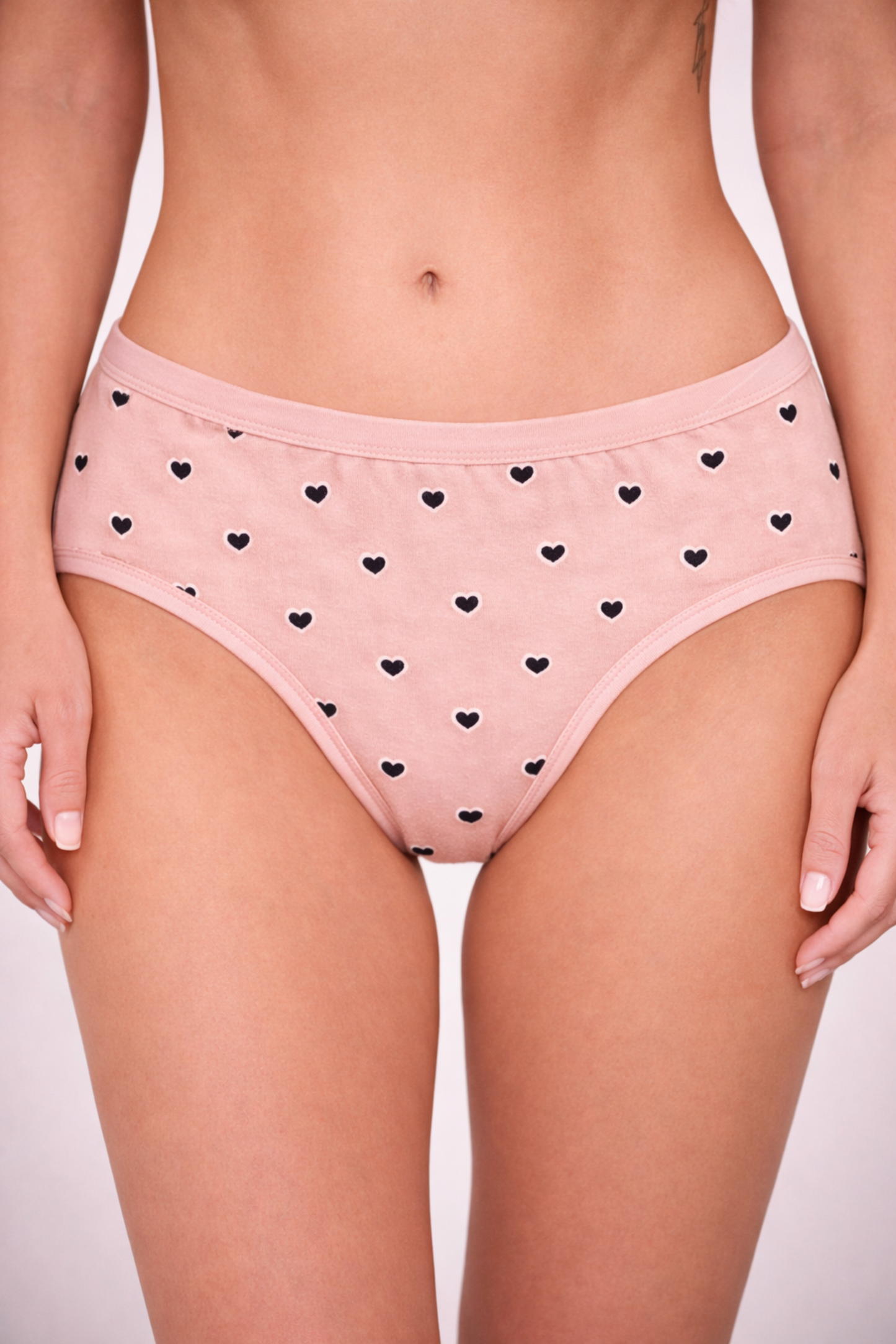Mid Waist Hipster Panty With Outer Elastic Bundle Of 3 (Printed: Pink|Brown|Peach)