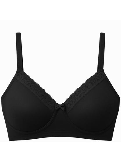 Lightly Padded Cotton T-Shirt Bra With Lace