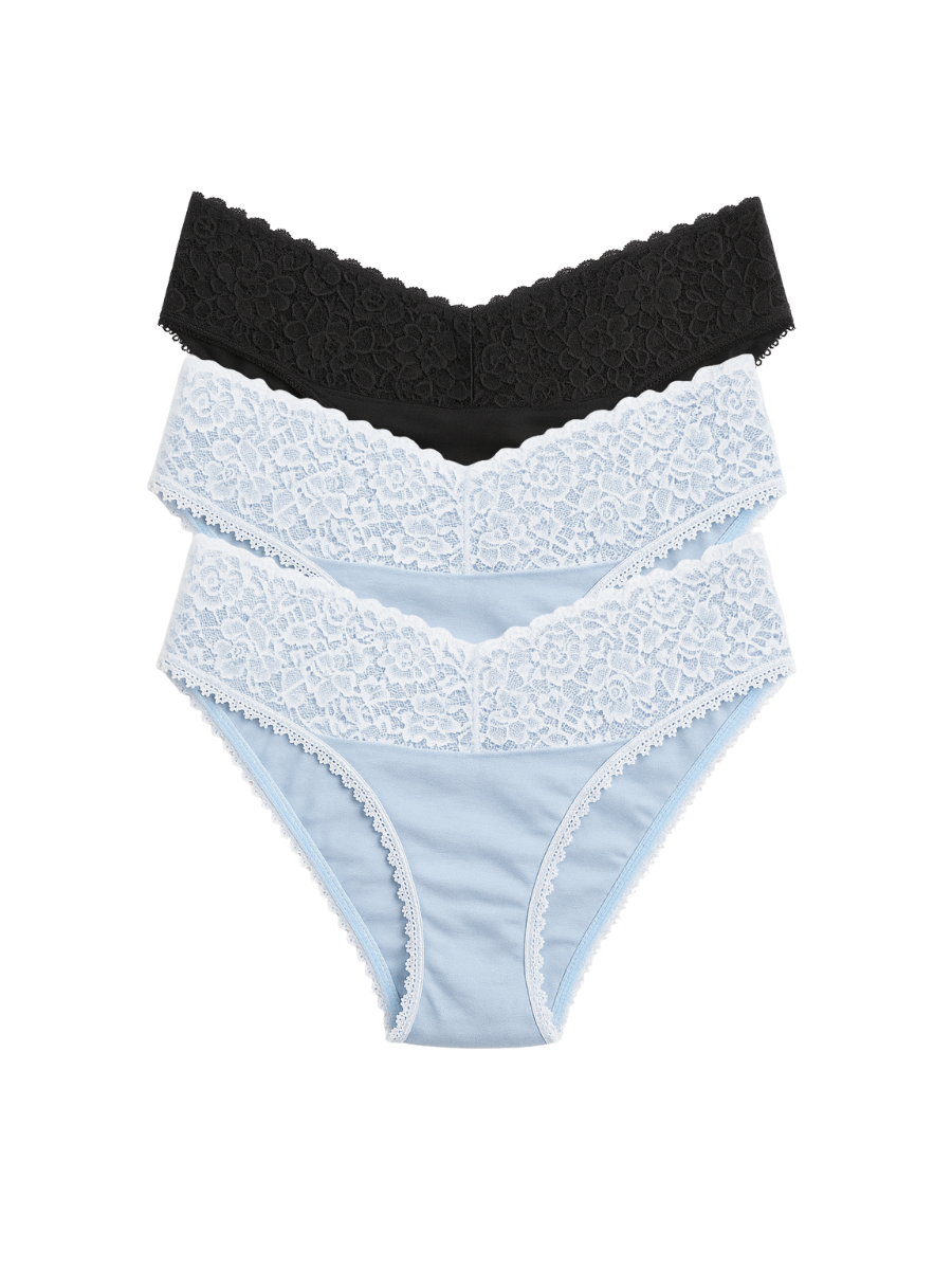 Mid Waist Bikini Bundle Of 3 - (Black, 2 Sky Blue)