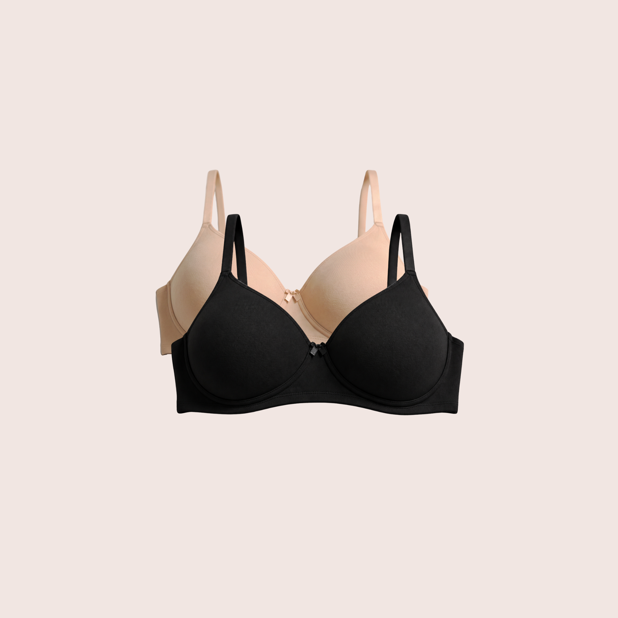 Munns & Mars Womens Cotton Lightly Padded T-Shirt Bra Plain and with Lace -  Pack of 2