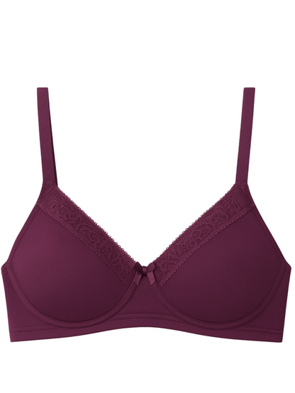 Lightly Padded Cotton T-Shirt Bra With Lace
