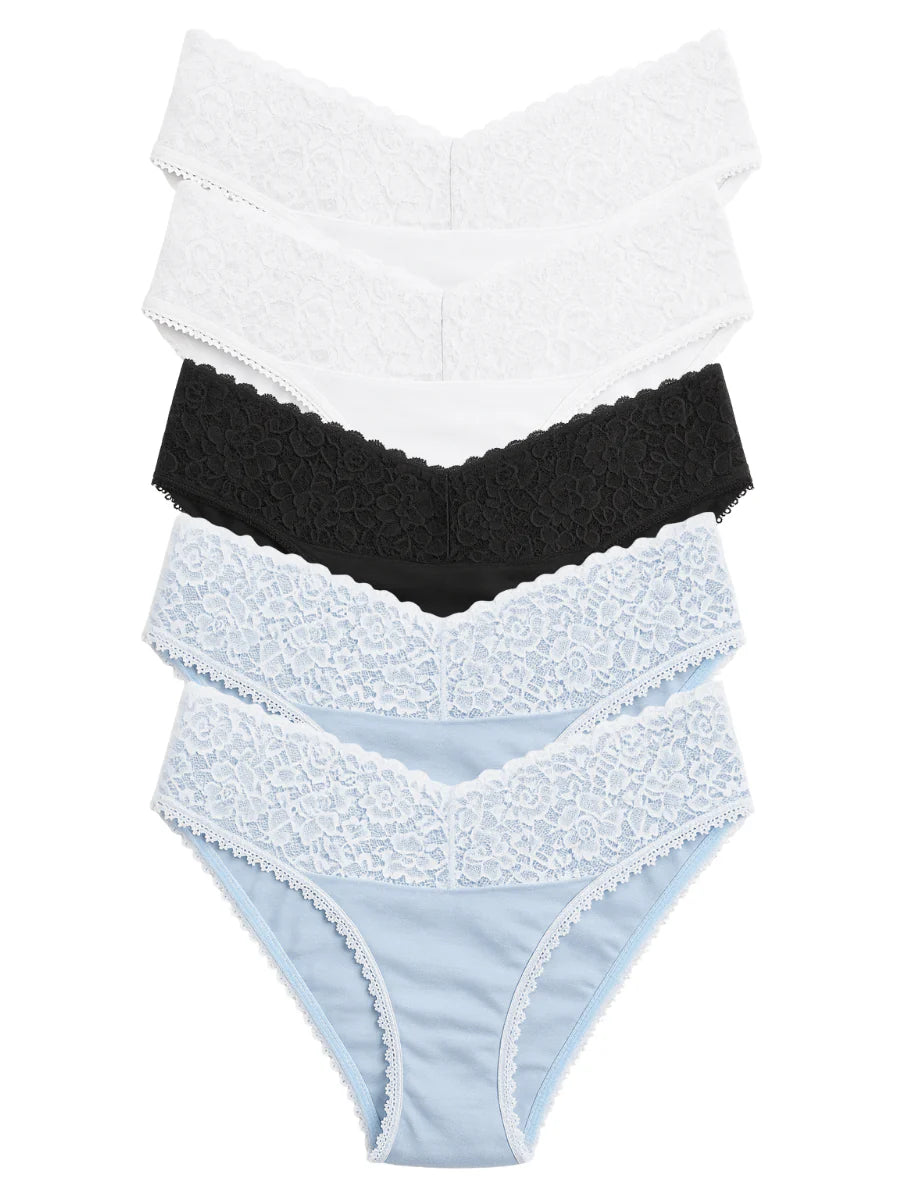 Mid Waist Bikini Panty with Lace (Pack of 5)