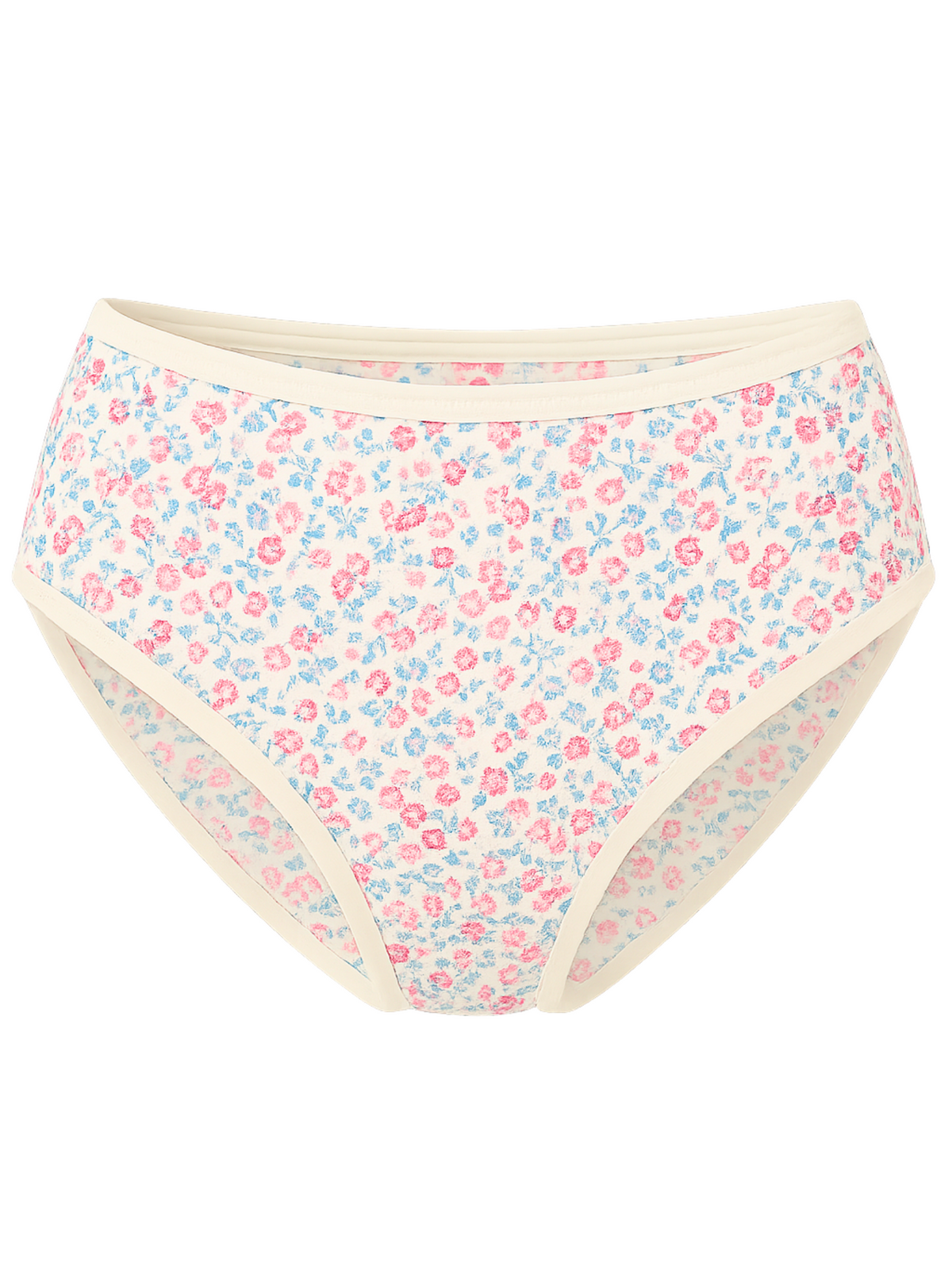 Mid Waist Hipster Panty Floral Print With Outer Elastic- White