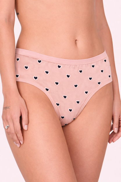 Mid Waist Hipster Panty With Outer Elastic Bundle Of 3 (Printed: Pink|Brown|Peach)