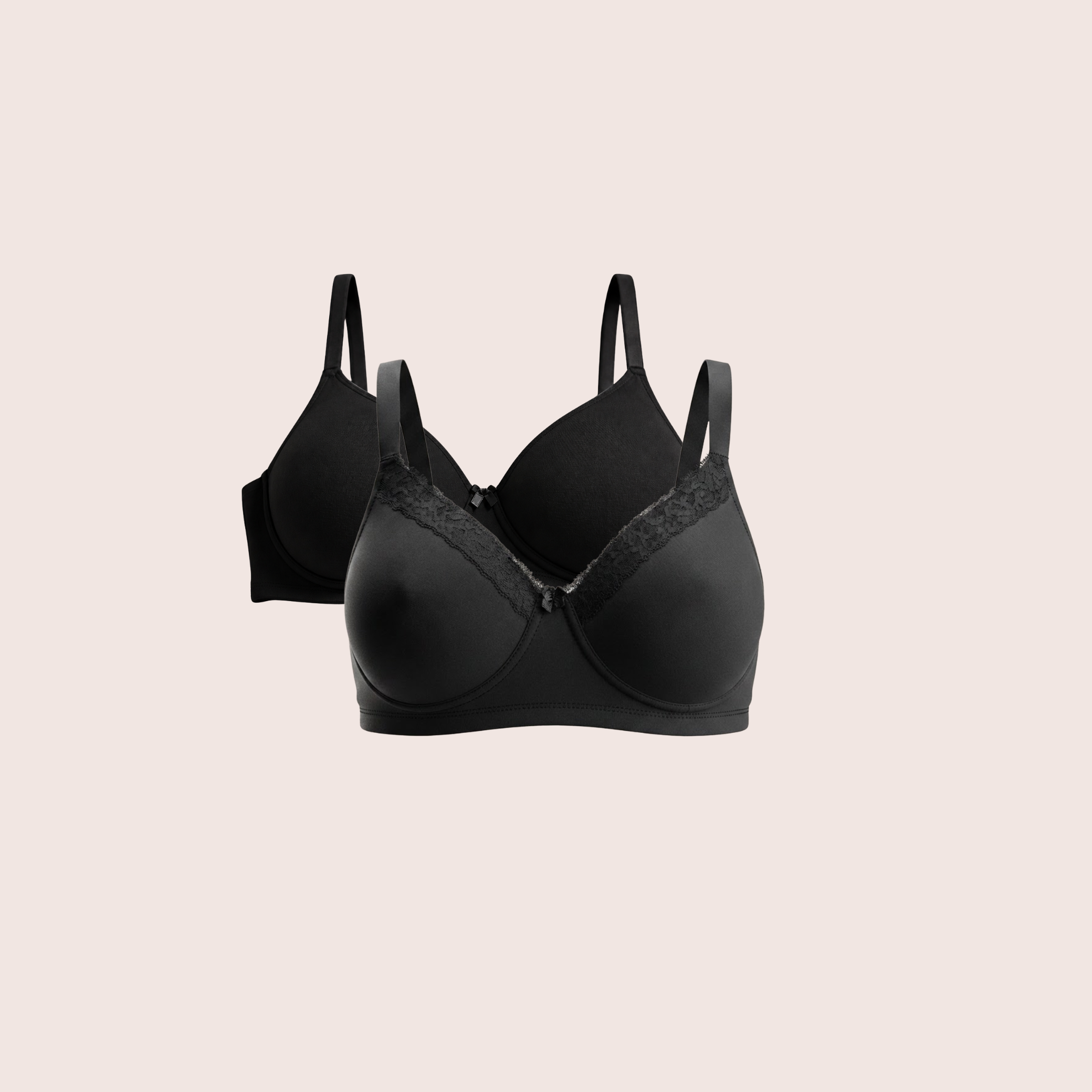 Munns & Mars Womens Cotton Lightly Padded T-Shirt Bra Plain and with Lace -  Pack of 2