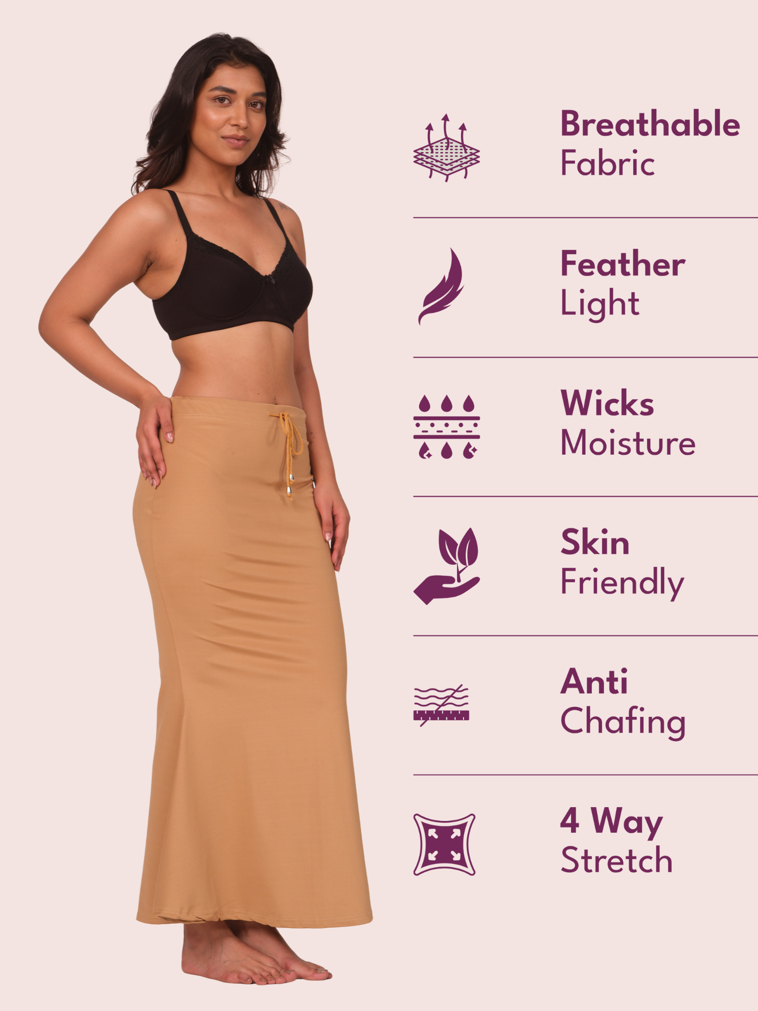Munns & Mars Saree Shapewear Polyester Fish Cut - Copper