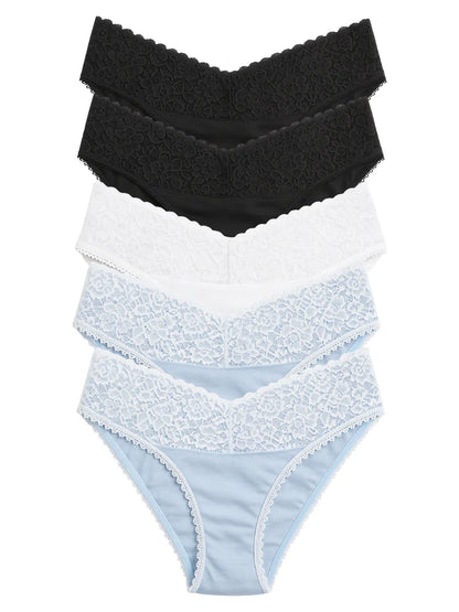 Mid Waist Bikini Panty with Lace (Pack of 5)