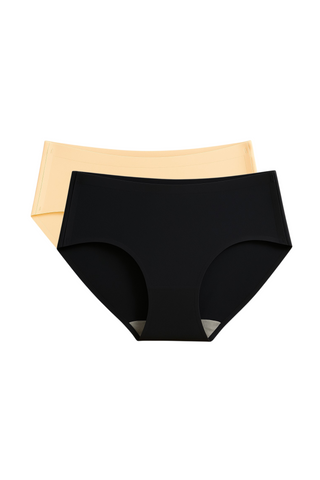 Seamless Bonded Hipster Panty - Black & Beige