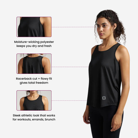 Munns & Mars Box-Pleat Tank Top - Black