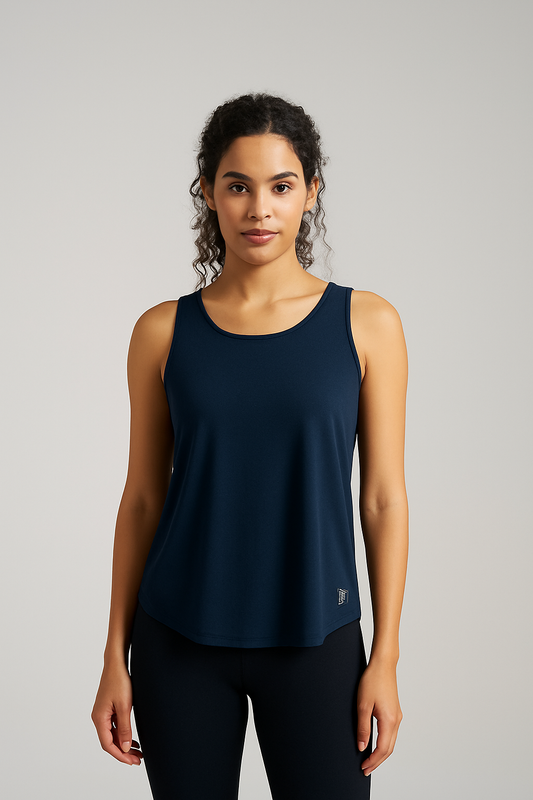 Munns & Mars Box-Pleat Tank Top - Navy Blue