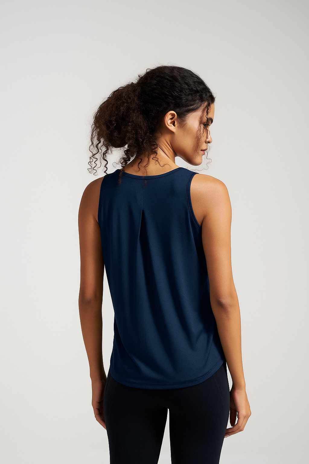 Munns & Mars Box-Pleat Tank Top - Navy Blue