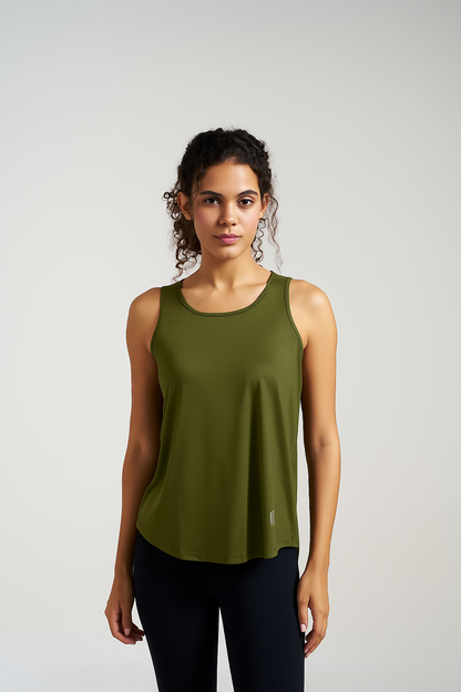 Munns & Mars Box-Pleat Tank Top - Olive