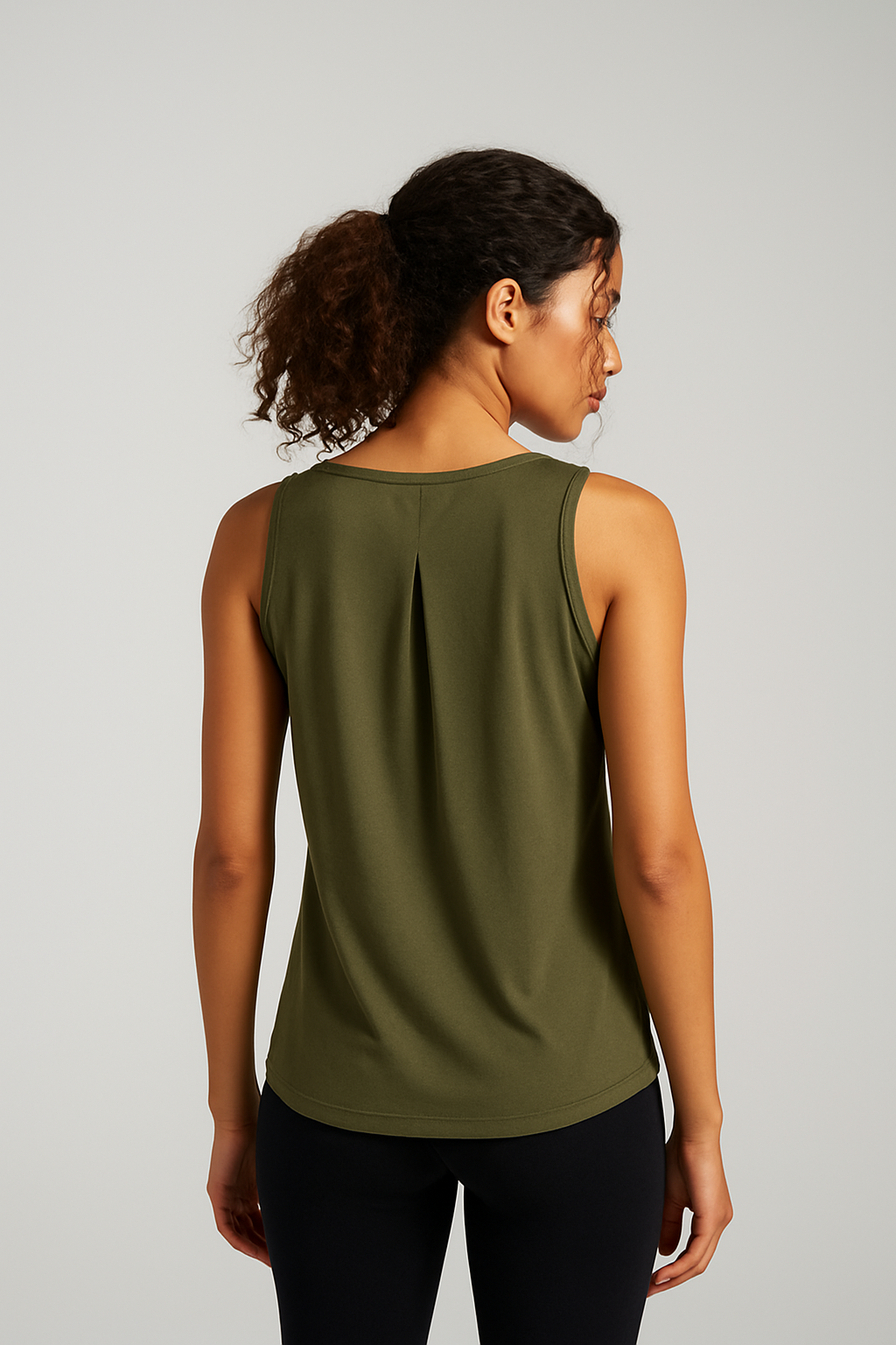 Munns & Mars Box-Pleat Tank Top - Olive