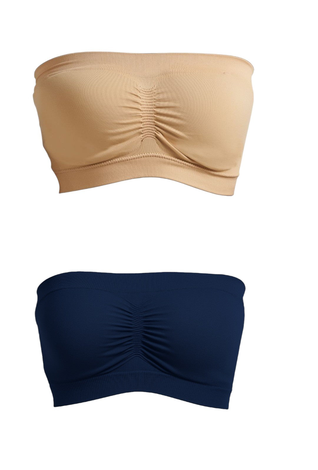 Munns & Mars Bundle of Seamless Non-Padded Tube Bra- Beige & Navy Blue