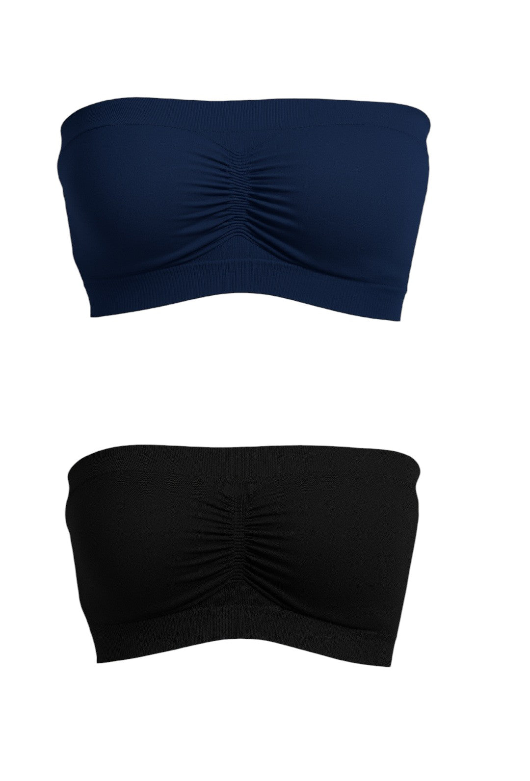 Munns & Mars Bundle of Seamless Non-Padded Tube Bra - Navy Blue & Black