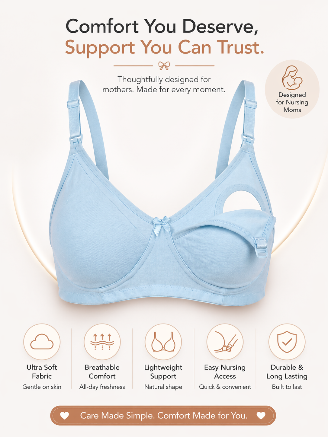 Munns & Mars Pack of 3 Womens Maternity Bra