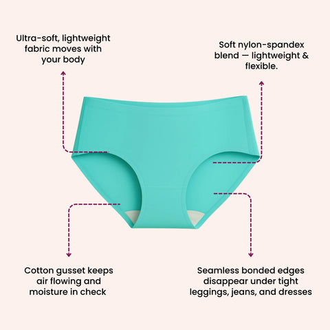 Seamless Bonded Hipster Panty - Turquoise