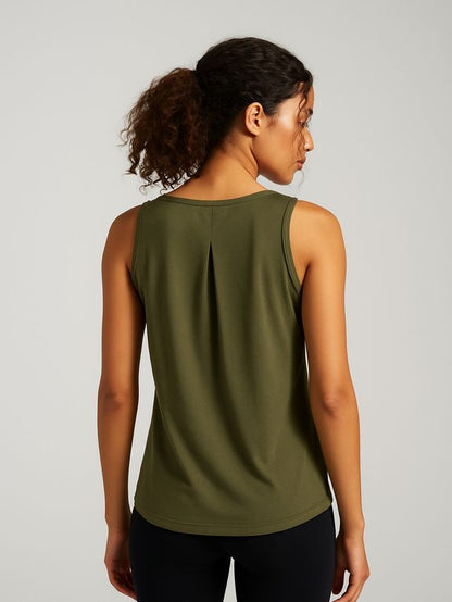 Munns & Mars Womens Activewear Boxpleated Tank Top for Women