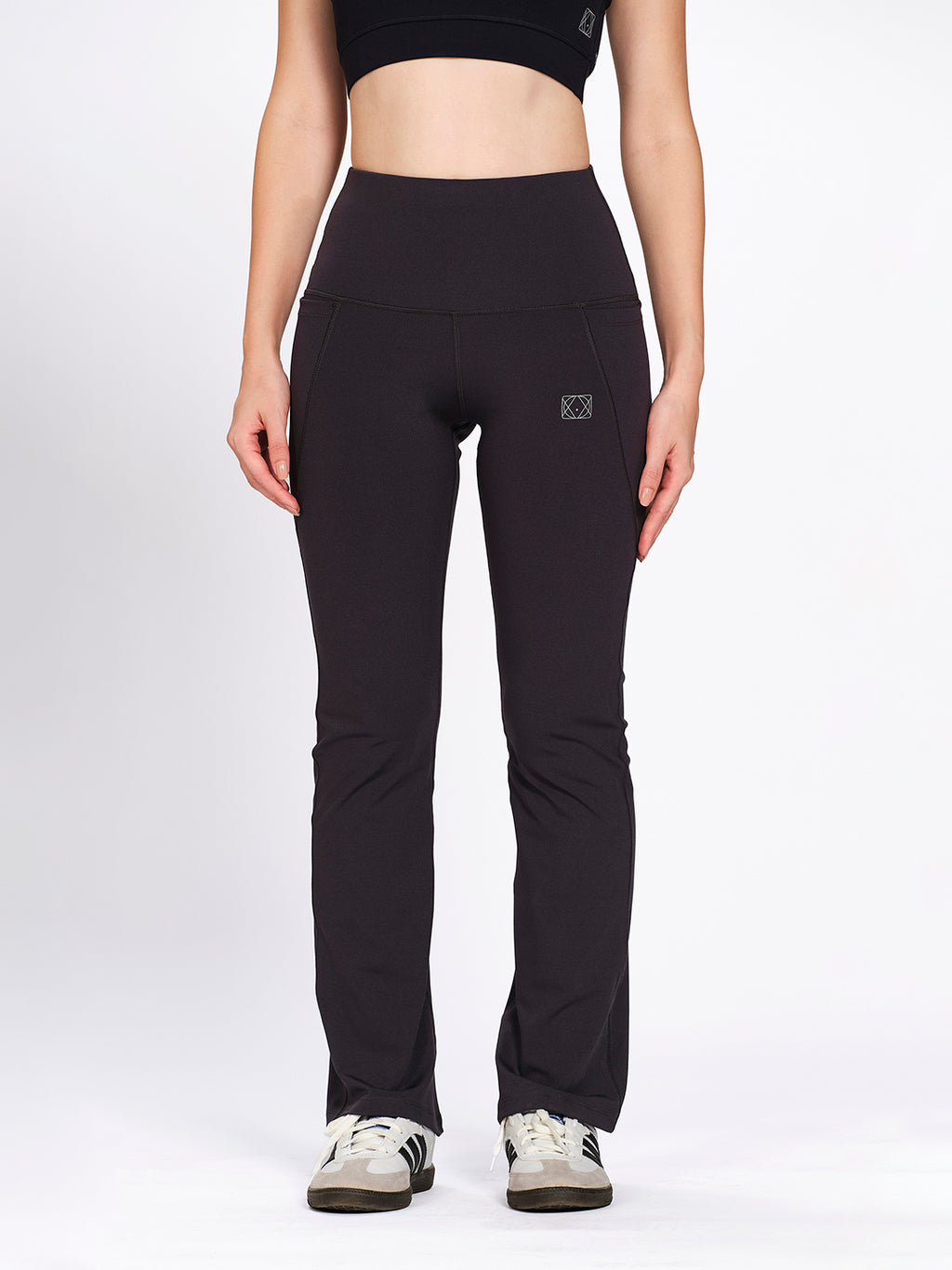 Women's Solid High Rise Bootcut Flare Tights/Leggings with Side Pockets