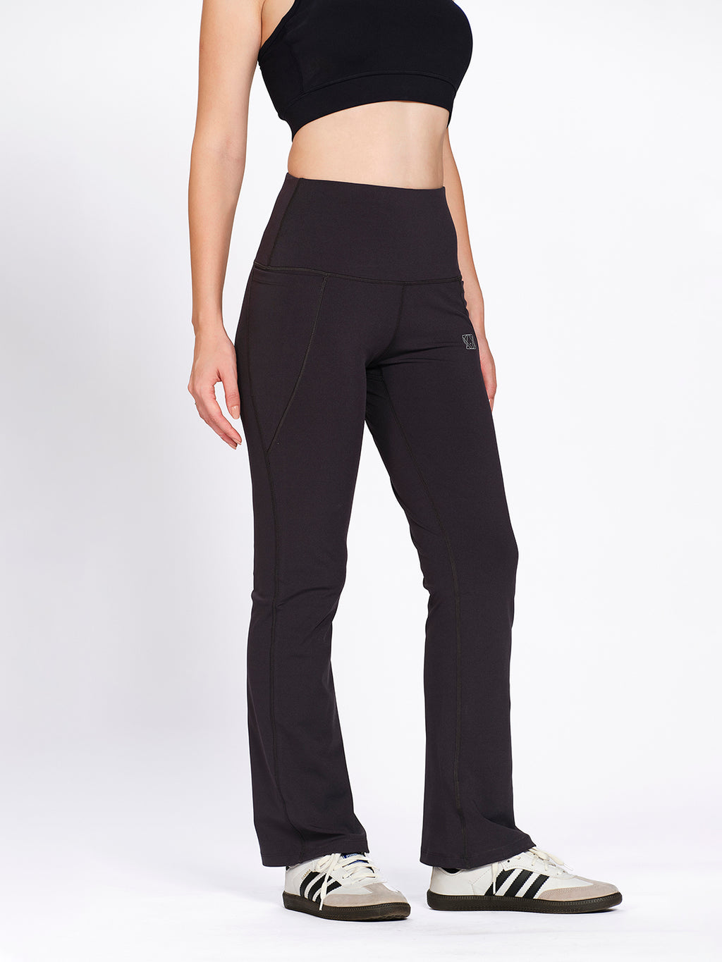 Women's Solid High Rise Bootcut Flare Tights/Leggings with Side Pockets