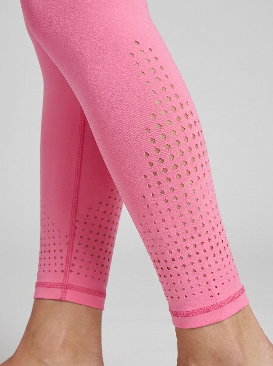High Waist Laser-Cut Ankle Length Training Tights with Hidden Pocket