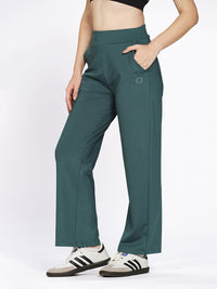 Aventurine wide-leg stretch gym pant, on model — Munns & Mars