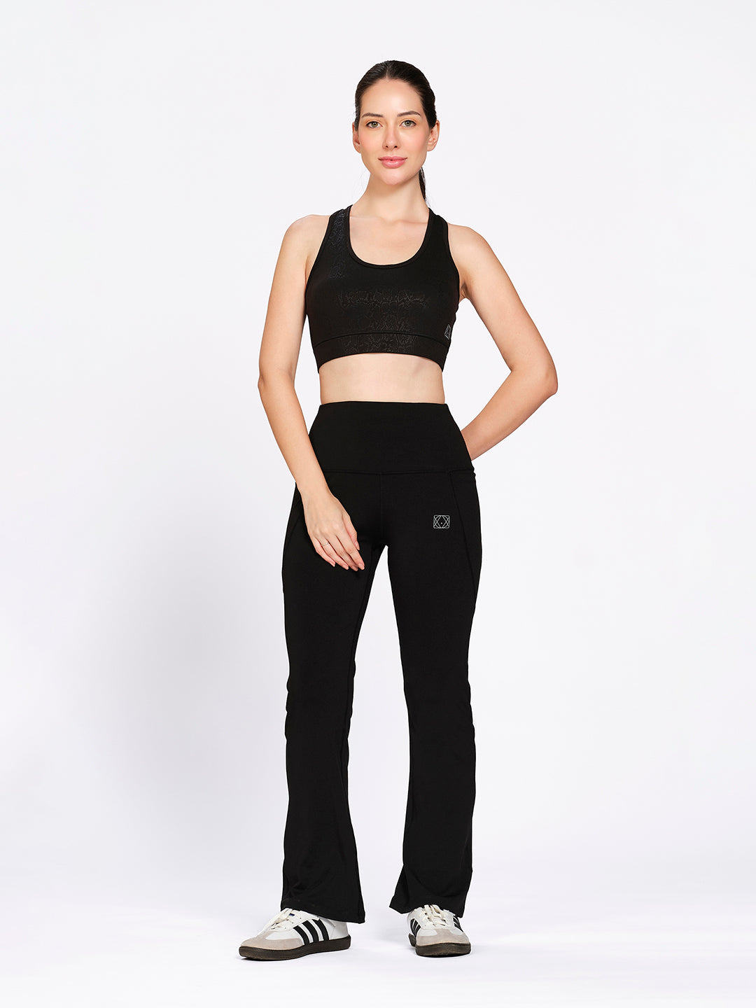 Women's Solid High Rise Bootcut Flare Tights/Leggings with Side Pockets