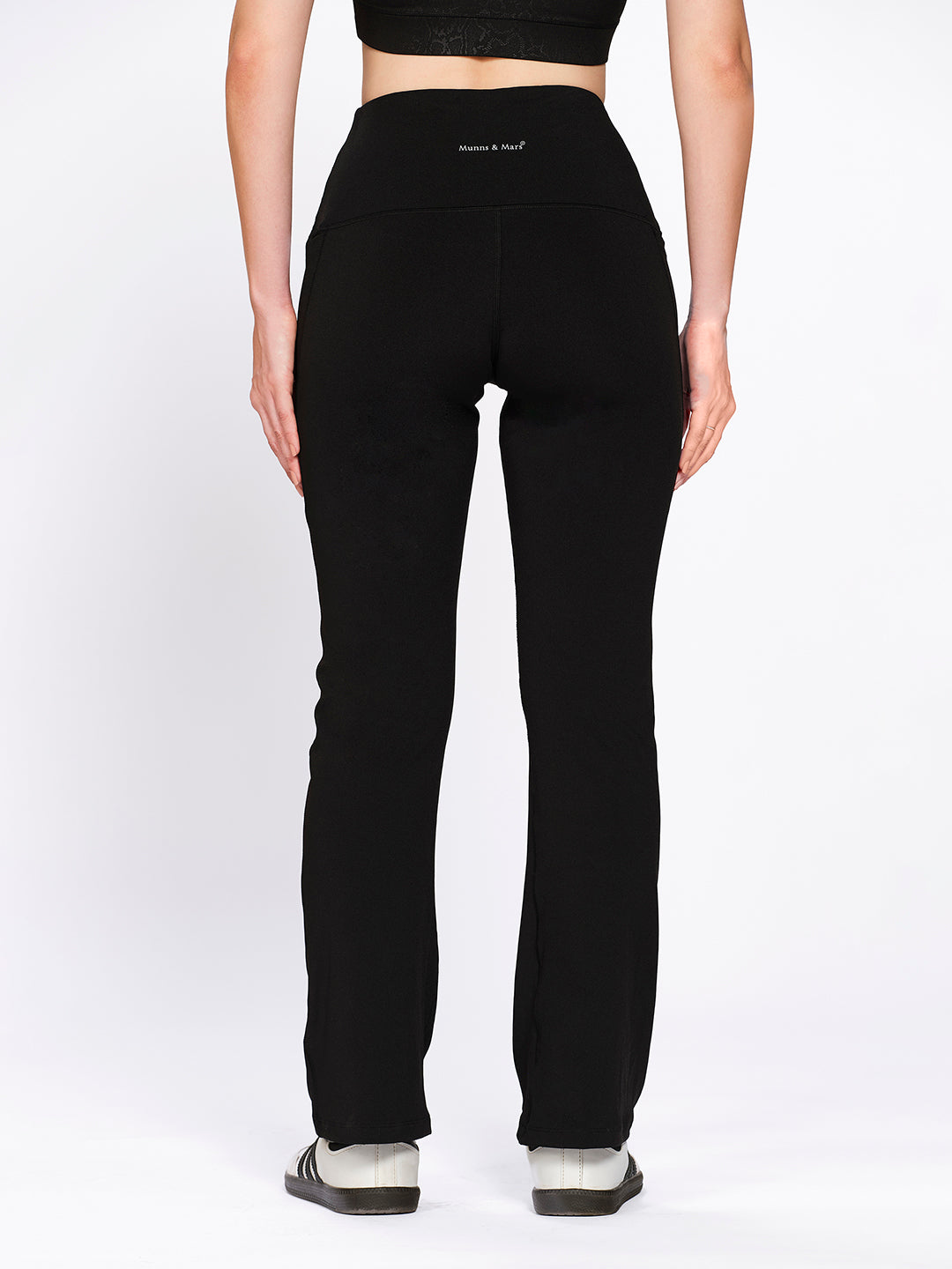 Women's Solid High Rise Bootcut Flare Tights/Leggings with Side Pockets